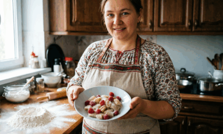 Домохозяйка приготовила вареники
