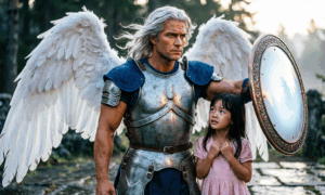 Ангел защищает девушку