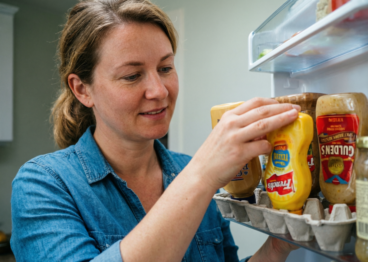 Женщина организует пространство в холодильнике