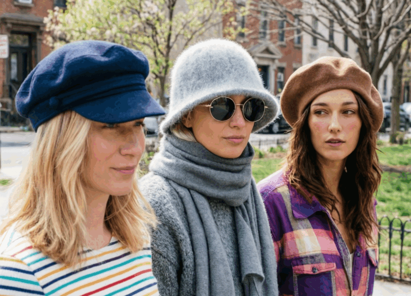 Три девушки в головных уборах