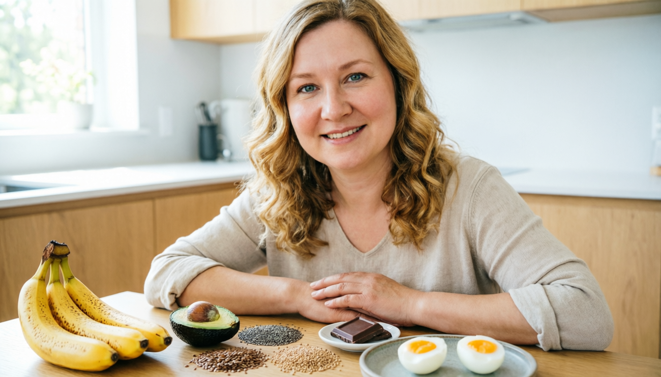 Женщина завтракает полезными продуктами