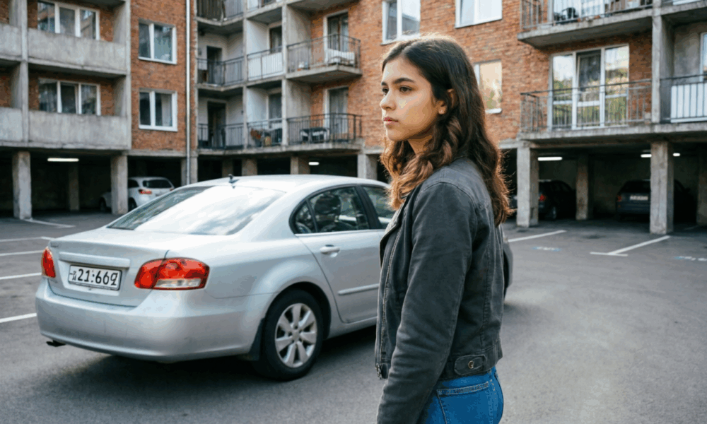 Девушка ищет автомобиль