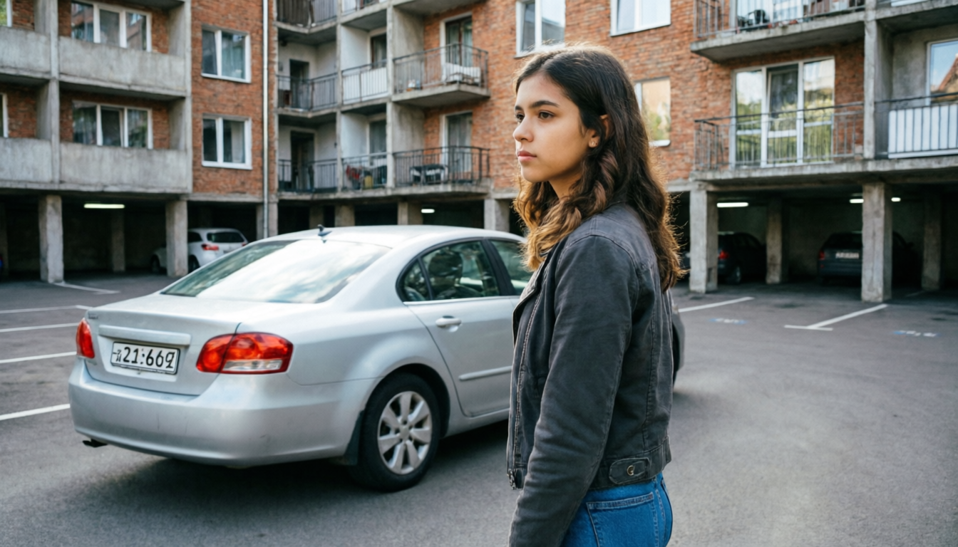 Девушка ищет автомобиль