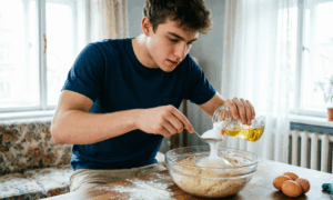 Юноша гасит соду