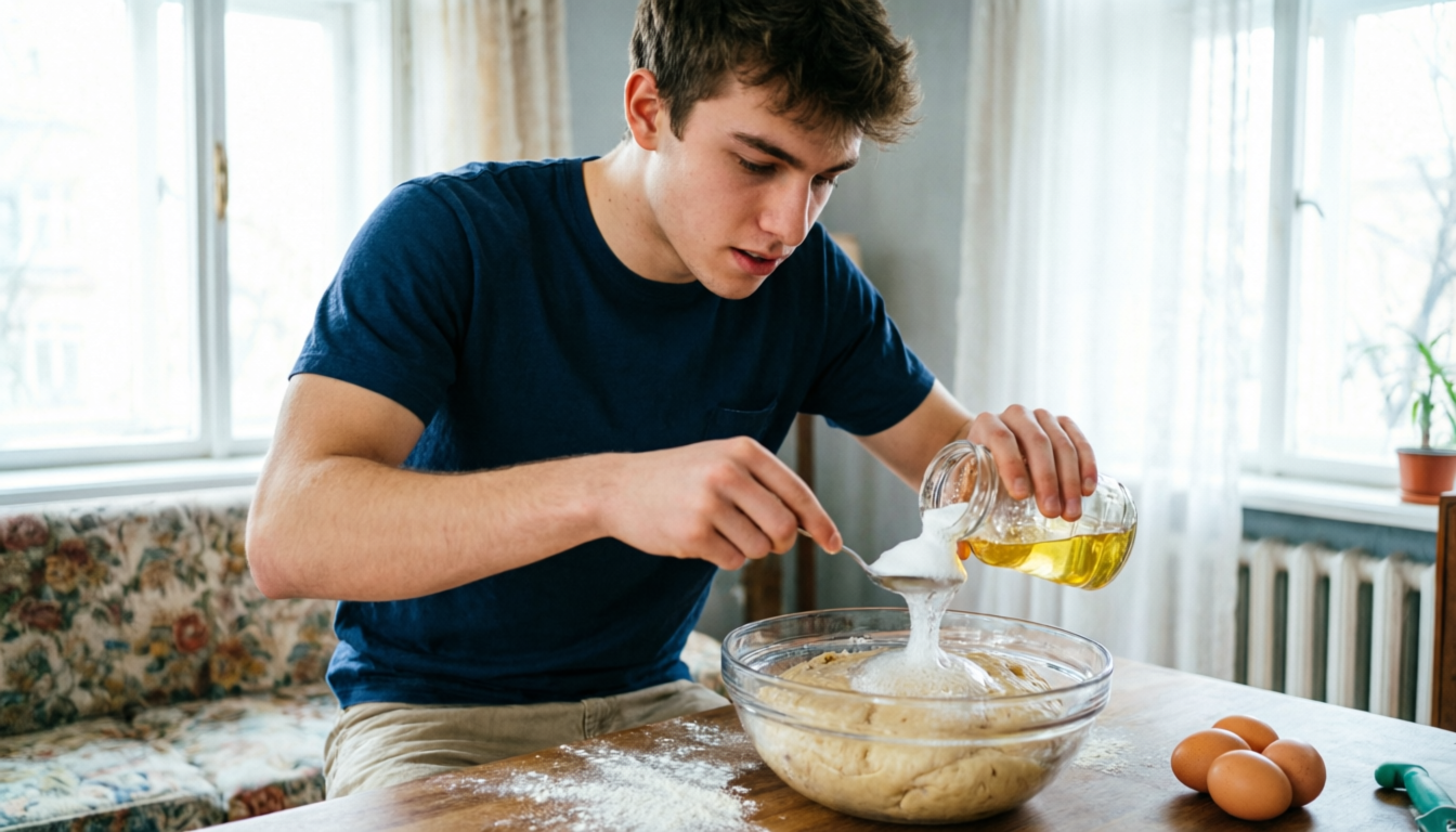 Юноша гасит соду