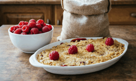 Пирог со свежей малиной