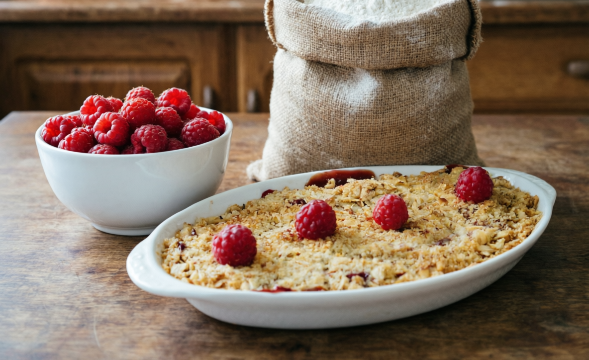 Пирог со свежей малиной