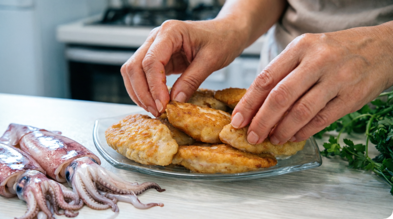 Котлеты из кальмара