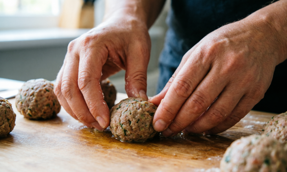 Женщина лепят тефтели