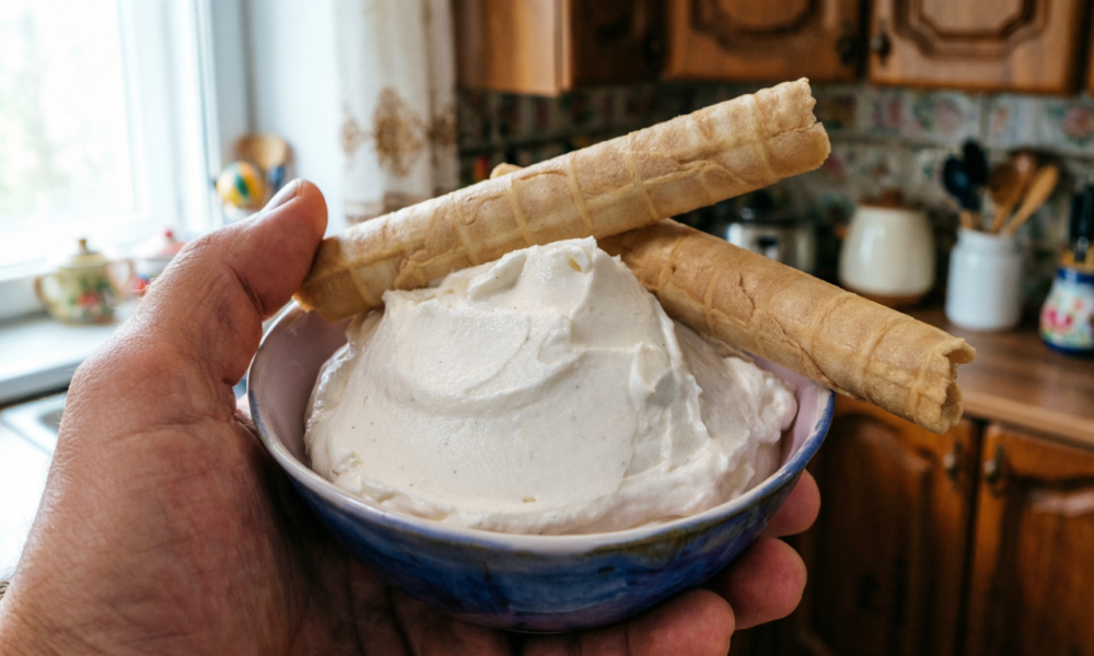 Крем в миске с трубочками