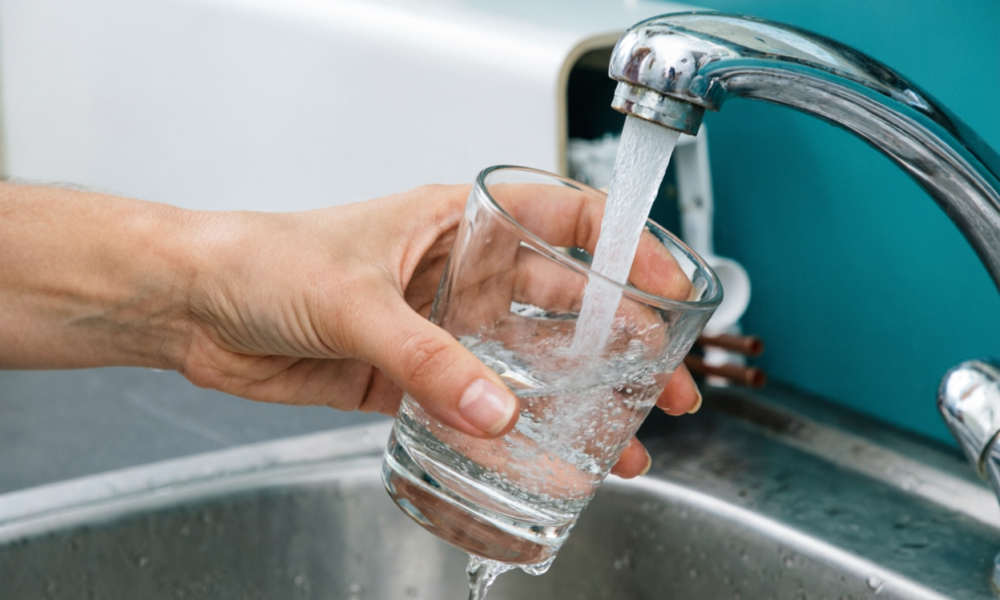 Вода из-под крана в стакане