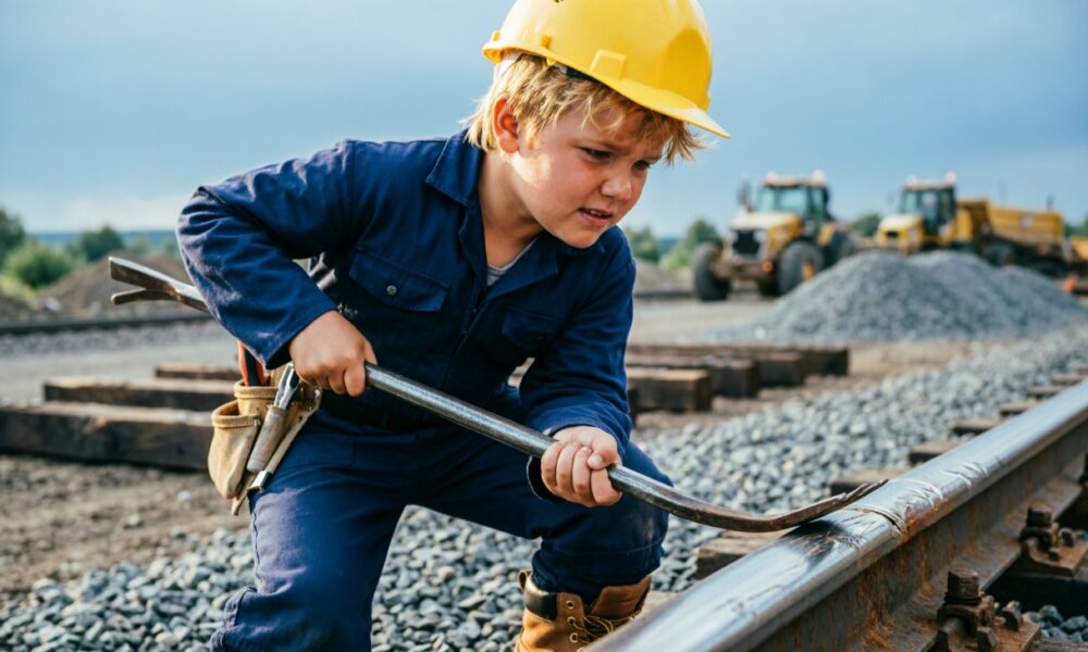 Ребёнок гнёт рельсы