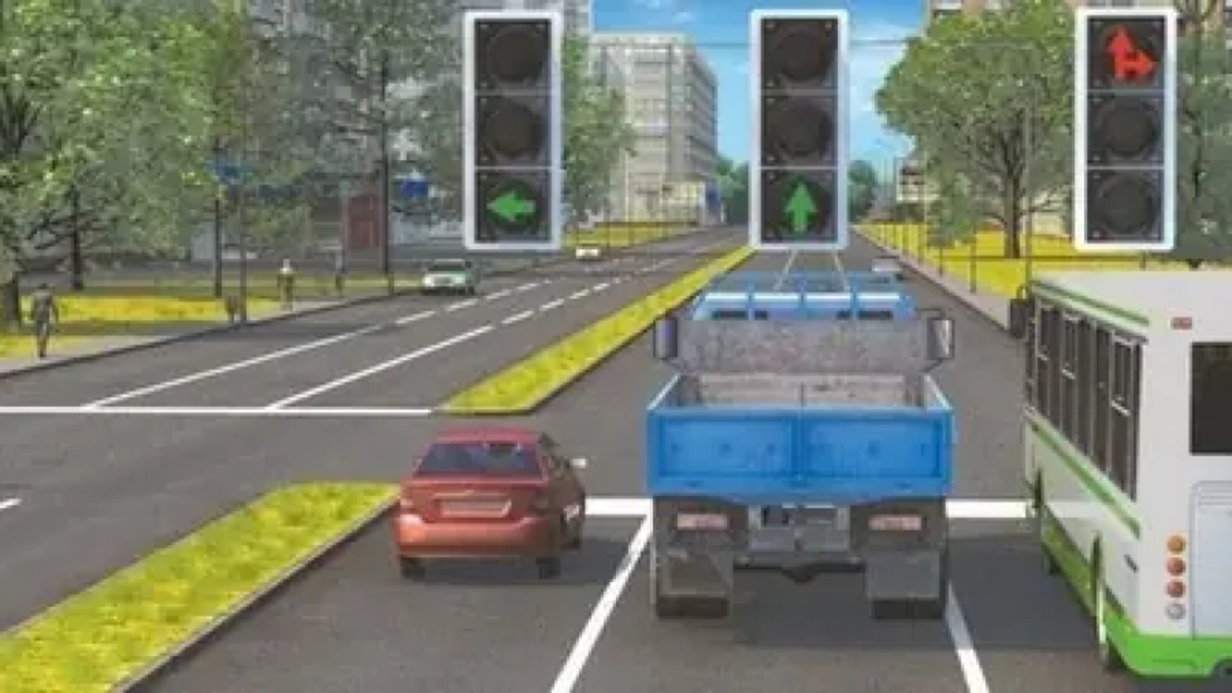 Автомобили стоят на светофоре