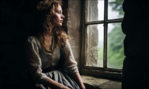 Девушка грустная у окна