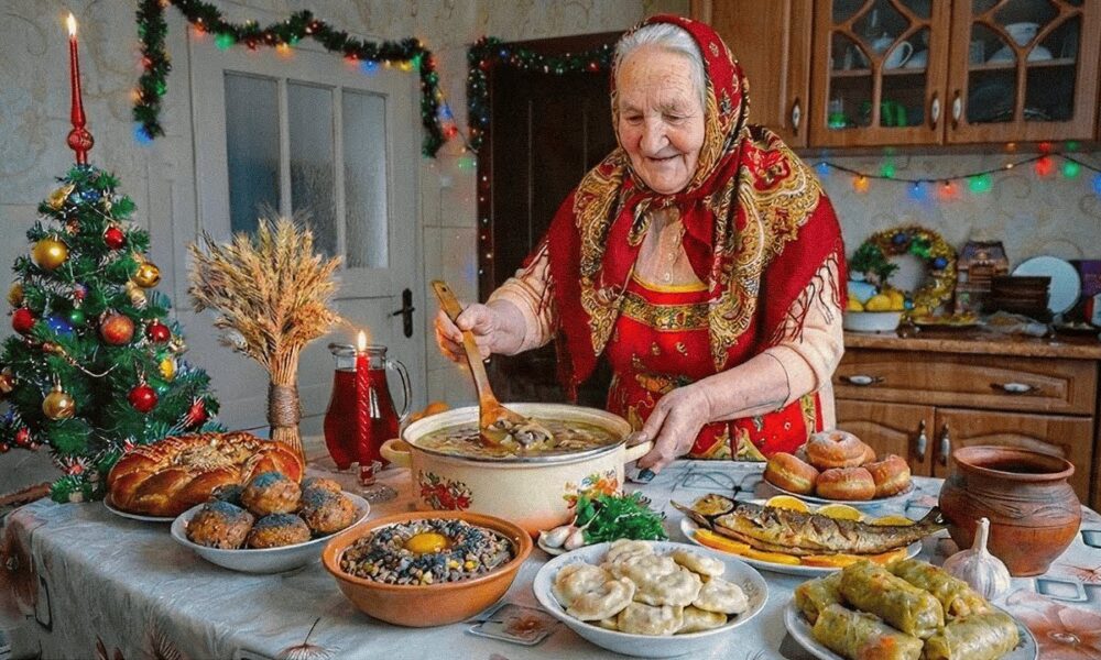 Бабушка готовит еду