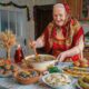 Бабушка готовит еду