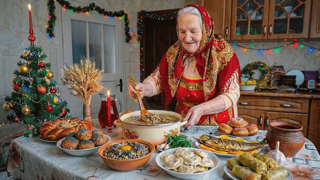 Бабушка готовит еду