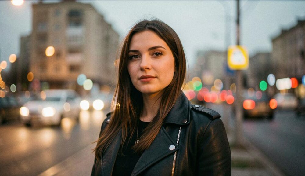Девушка в кожаной куртке