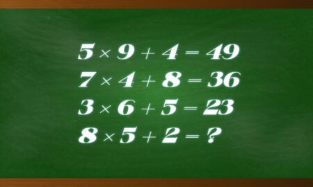 Ребус с числами на зеленой доске