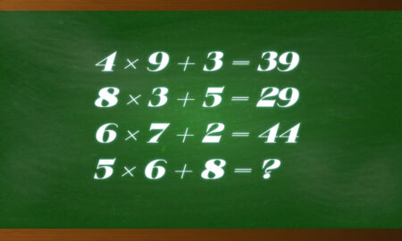 Математические примеры на зеленой доске