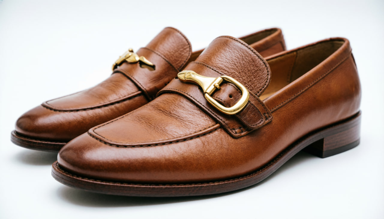 Коричневые лоферы с пряжкой