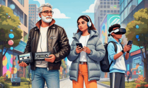 Мужчина, девушка и мальчик стоят на улице