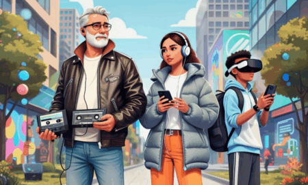 Мужчина, девушка и мальчик стоят на улице