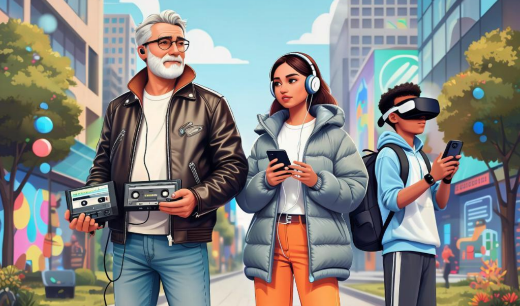 Мужчина, девушка и мальчик стоят на улице