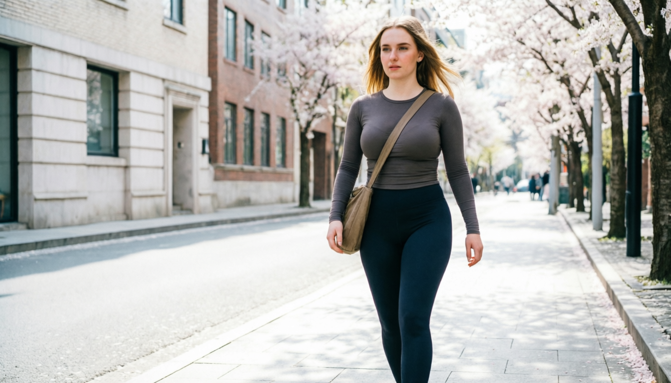 Девушка в леггинсах и лонгсливе