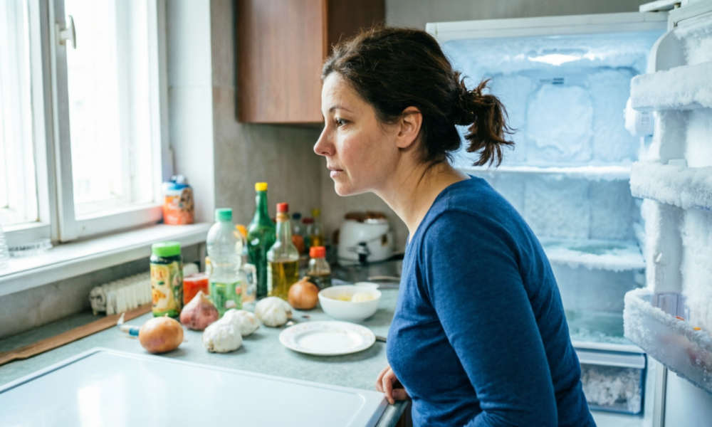 Холодильник оброс снегом