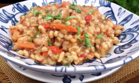 тарелка перловки с овощами