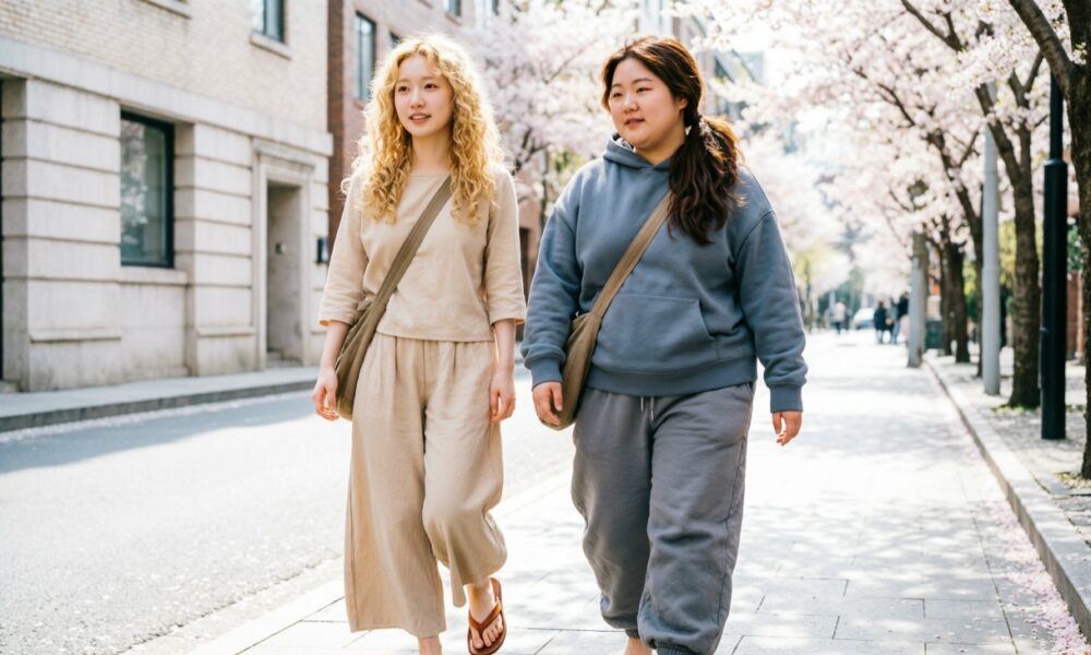 Девушки идут по весенней улице