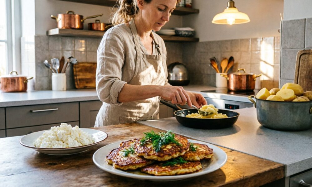 Женщина готовит драники