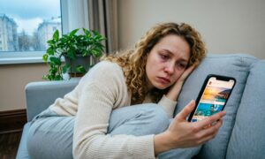 Женщина грустит на майских праздниках