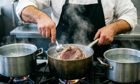 Мясо варится