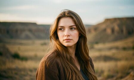 Девушка на фоне степи
