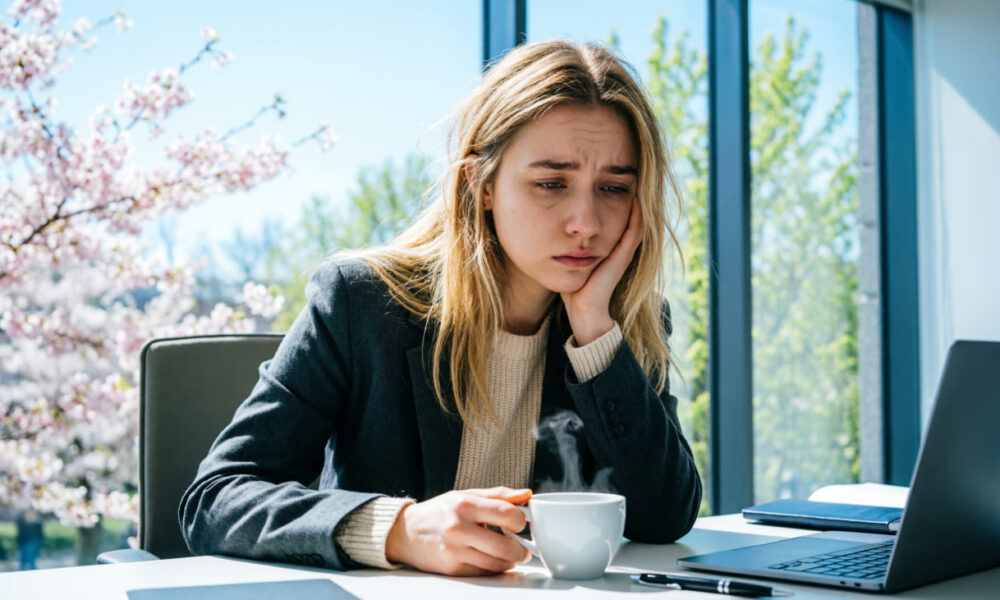 Офисная работница устала от работы