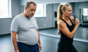 Женщина и мужчина занимаются спортом