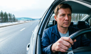 Водитель за рулём автомобиля