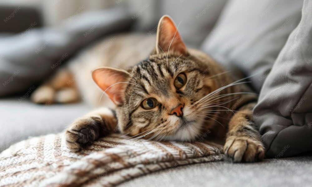 кошка на диване