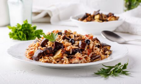 плов с баклажанами