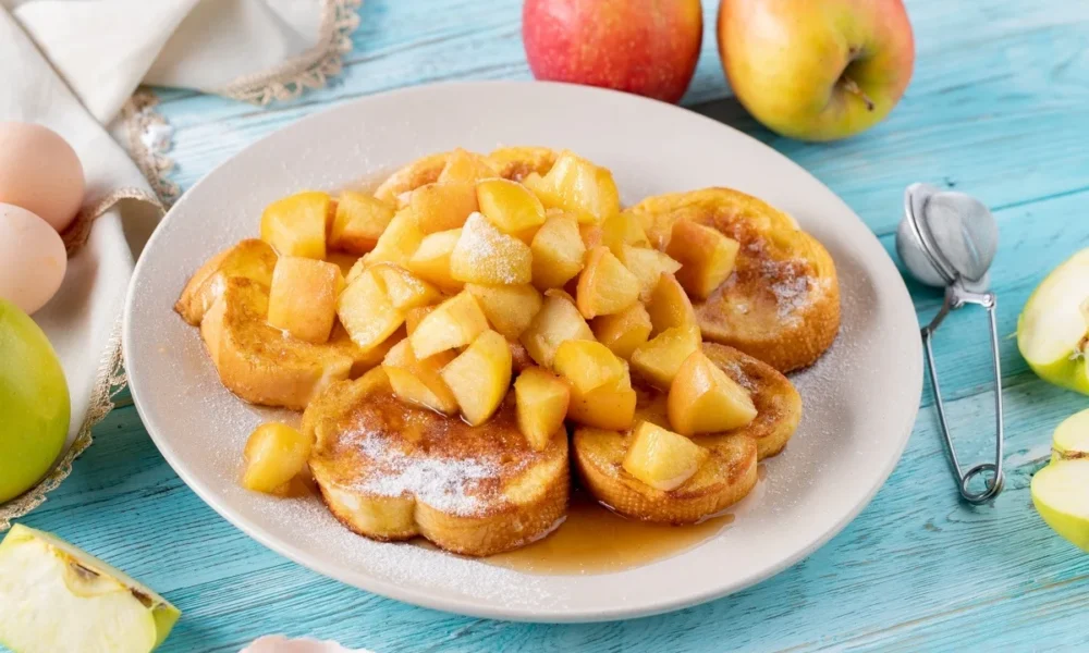гренки с карамельными яблоками