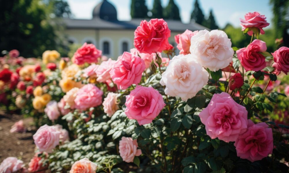 розы в саду