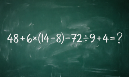Решите математический пример: 48 + 6 × (14 − 8) − 72 ÷ 9 + 4 = ?