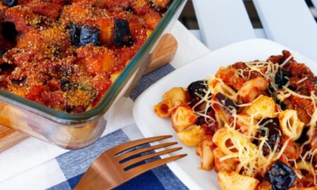 Баклажаны с макаронами