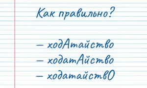 Тест по русскому языку. Где ставится ударение в слове "Ходатайство"?