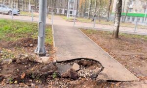 Провал асфальта в Боровичах