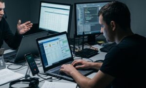 Мошенники маскируются под интернет-провайдеров: как не потерять доступ к банку. Теги: смартфон звонок, клавиатура ноутбук, кибербезопасность
