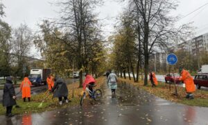 Улицы Великого Новгорода очищают от опасной осенней листвы. Теги: Уборка листьев, Уборочная техника, Осенний город