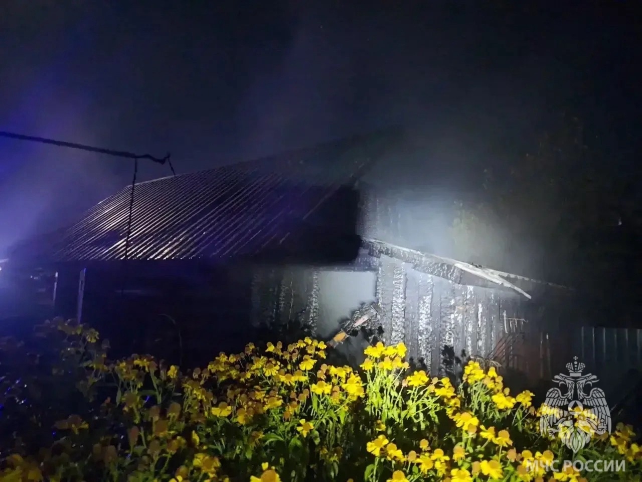 Последствия пожара в бане